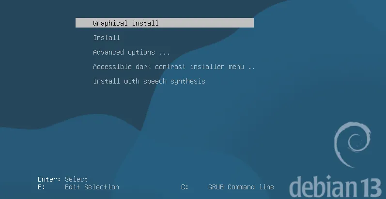 debian install uefi boot menu