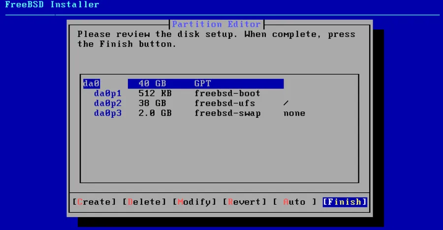 freebsd install UFS 自动分区