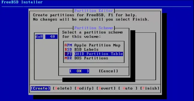 freebsd install 选择分区表