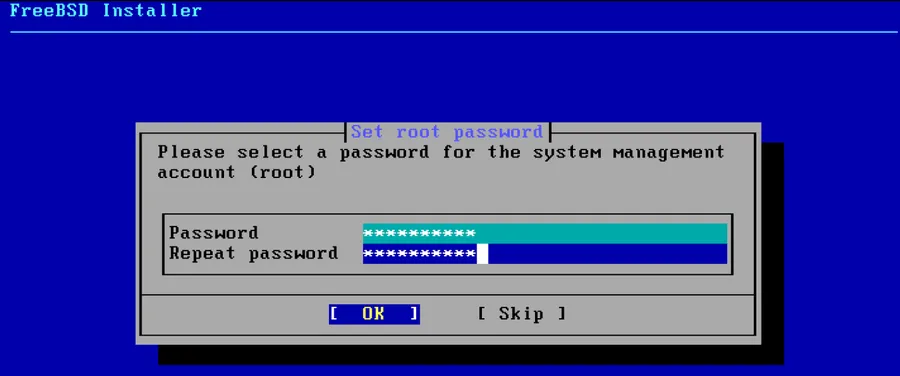 freebsd install 设置密码