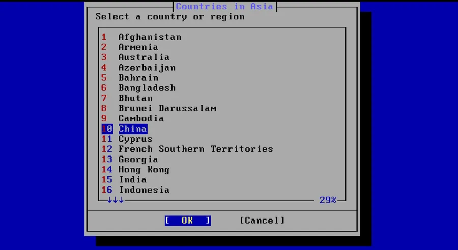 freebsd install 时区国家